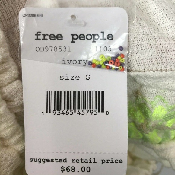 Free People Embroidered Off Shoulder Crop Top S - Picture 9 of 10